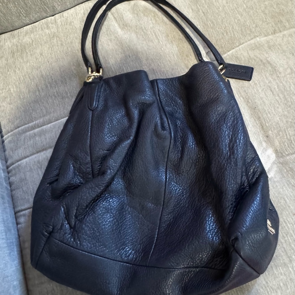 Coach Navy Leather Tote Bag